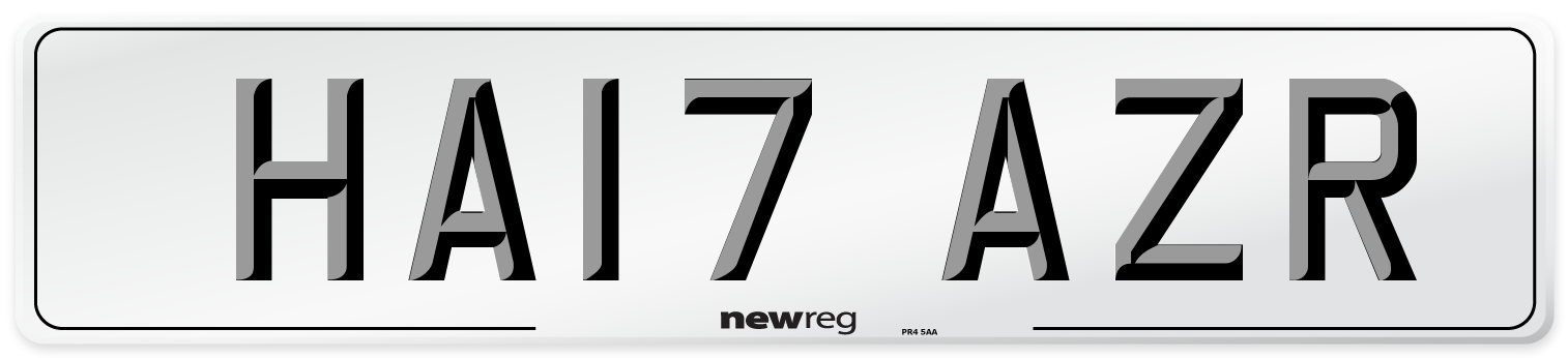 HA17 AZR Number Plate from New Reg